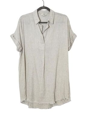 Umgee Cream Tunic Size Medium Umgee Natural Textured Linen Blend Tunic